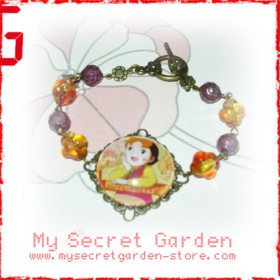 Heidi Girl Of The Alps ( Arupusu no Shojo Haiji ) アルプスの少女ハイジ anime Cabochon Bronze Bracelet  Heidi Girl Of The Alps ( Arupusu no Shojo Haiji ) アルプスの少女ハイジ anime Cabochon Bronze Bracelet